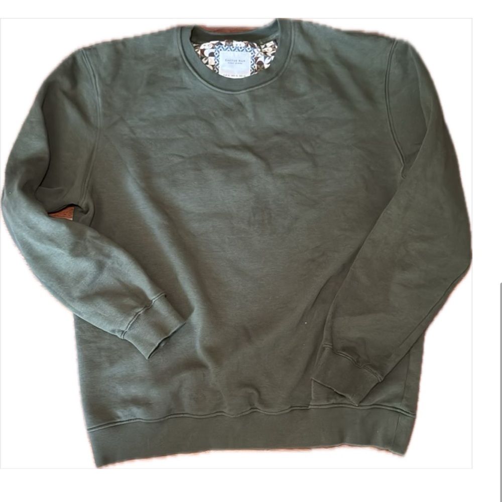 Cactus Man Green Crewneck Sweater Ribbed Comfort